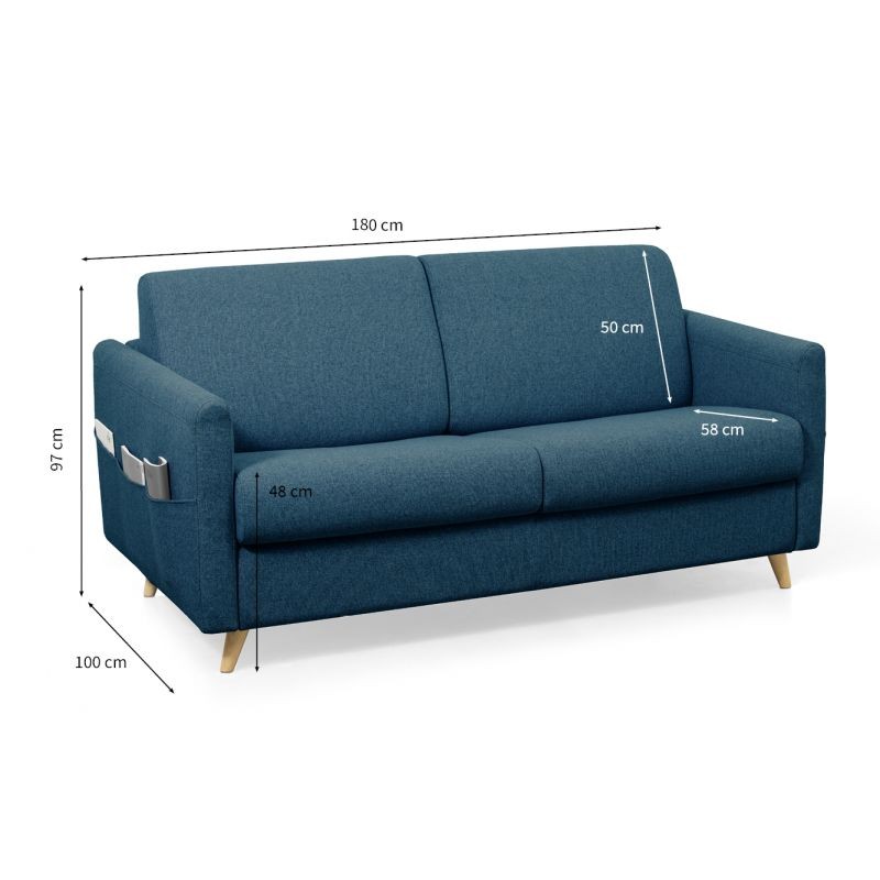 Quick sleeping sofa fabric 3 places TAMY (Petrol blue) - image 55445