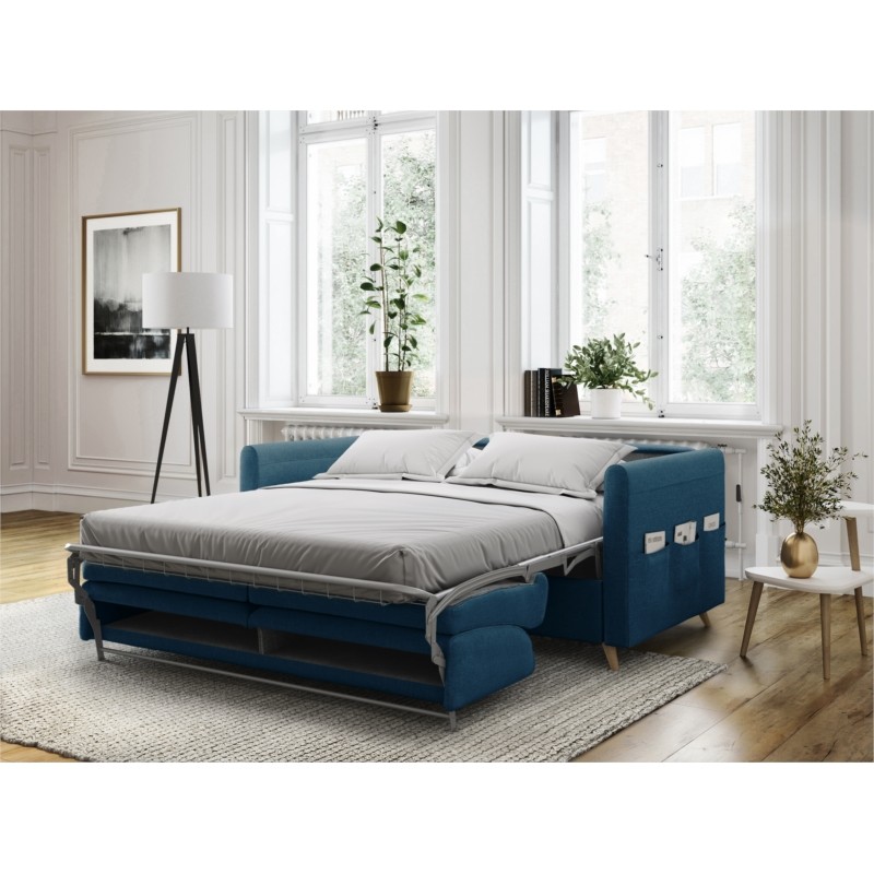 Sofá cama rápido tela 3 plazas TAMY (Azul gasolina) - image 55446