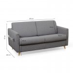 Sofa schnell schlafender Stoff 3 Plätze TAMY (Dunkelgrau)
