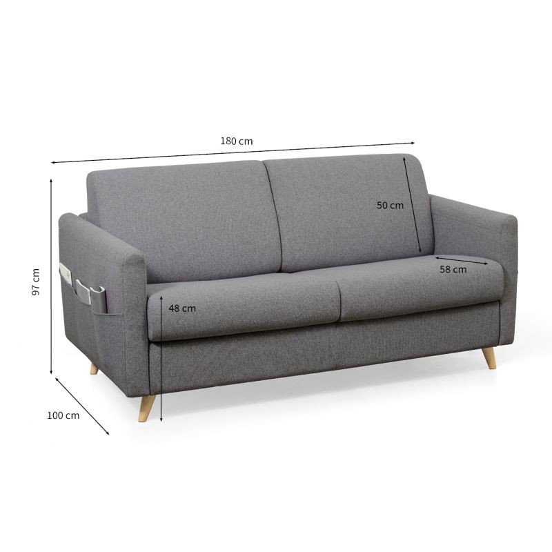 Sofa fast sleeping fabric 3 places TAMY (Dark grey) - image 55461