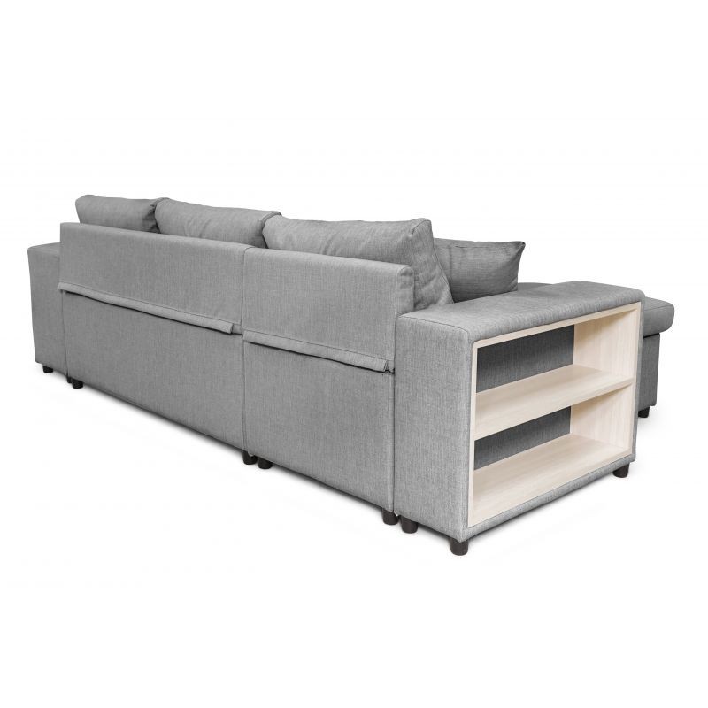 El sofá de esquina 3 coloca el puf de tela en el estante derecho a la izquierda ADRIEN (gris claro) - image 55475