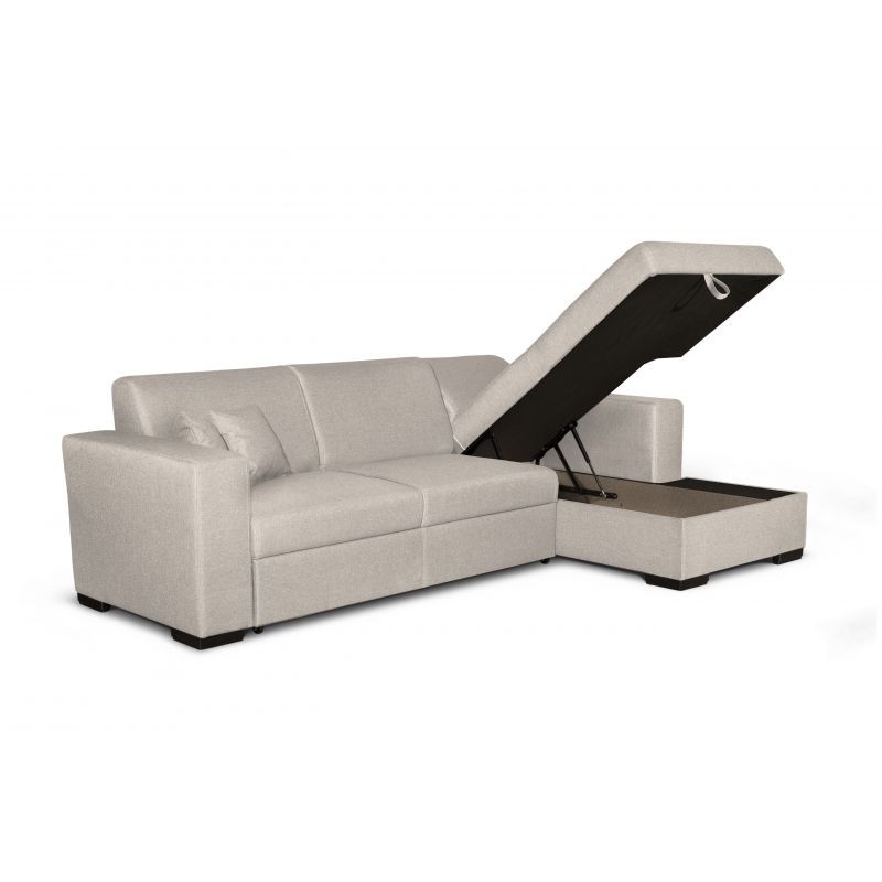 Convertible corner sofa 4 places fabric Right Angle CARIBI (Beige) - image 55651