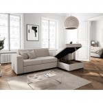 Convertible corner sofa 4 places fabric Right Angle CARIBI (Beige)