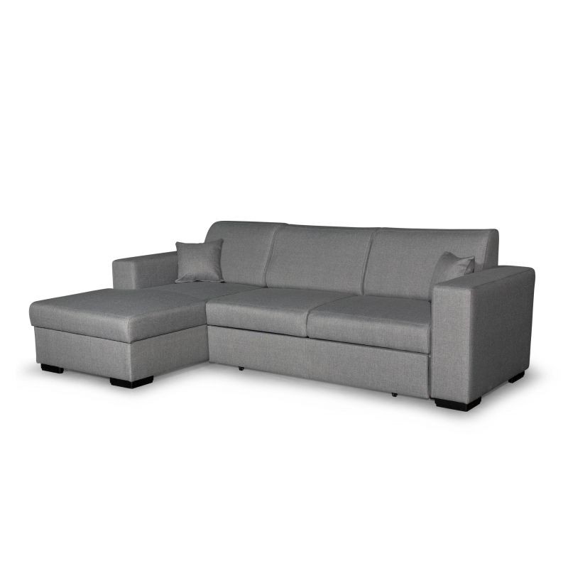 Convertible corner sofa 4 places fabric Left Corner CARIBI (Light Grey) - image 55703
