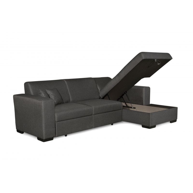 Convertible corner sofa 4 places fabric Right Angle CARIBI (Dark Grey) - image 55706