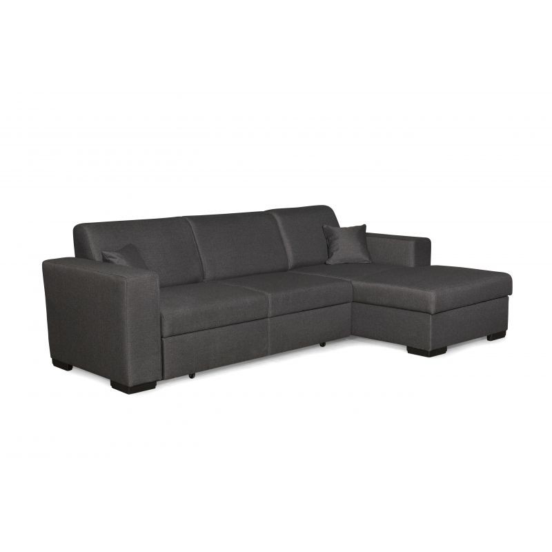 Convertible corner sofa 4 places fabric Right Angle CARIBI (Dark Grey) - image 55712