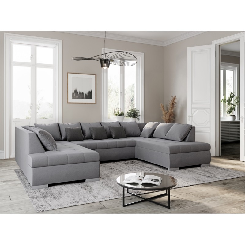 Mila fabric convertible corner sofa 5 seats (Grey) - image 55728
