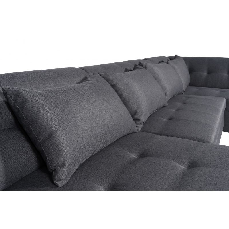 Convertible corner sofa 6 places fabric Right Angle WIDE (Dark Grey) - image 55734