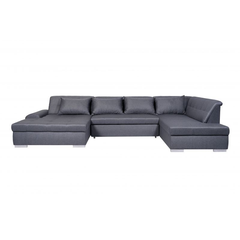 Convertible corner sofa 6 places fabric Right Angle WIDE (Dark Grey) - image 55741