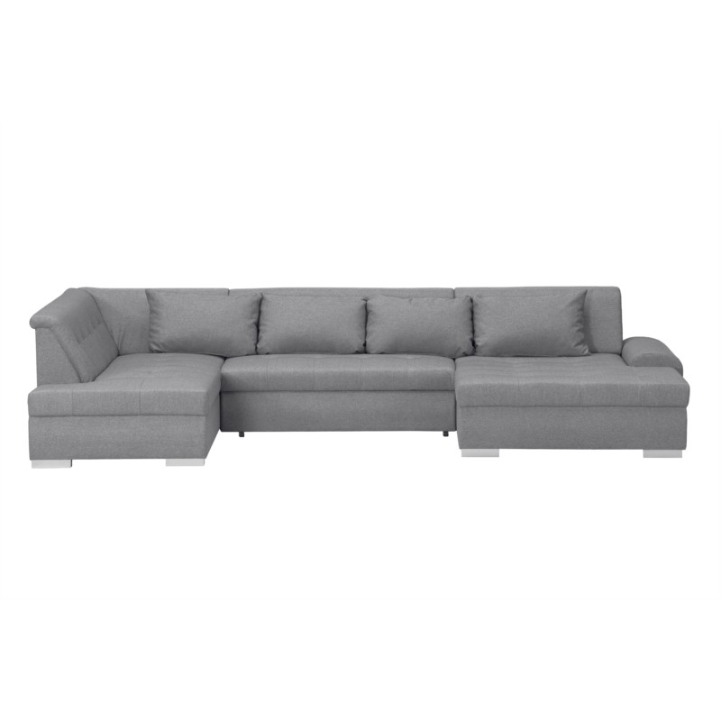 Convertible corner sofa 6 places fabric Left Angle WIDE (Light grey) - image 55744