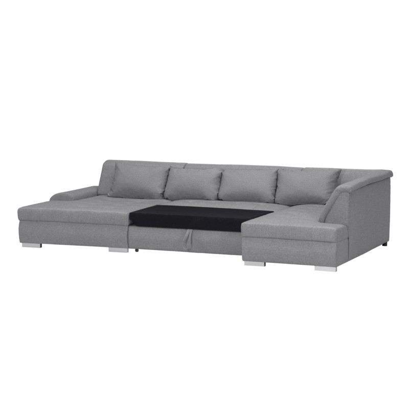 Convertible corner sofa 6 places fabric Right Angle WIDE (Light grey) - image 55754