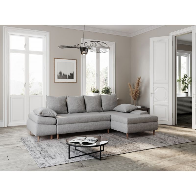 Convertible corner sofa 5 places fabric Right Angle CHAPUIS (Grey) - image 55764