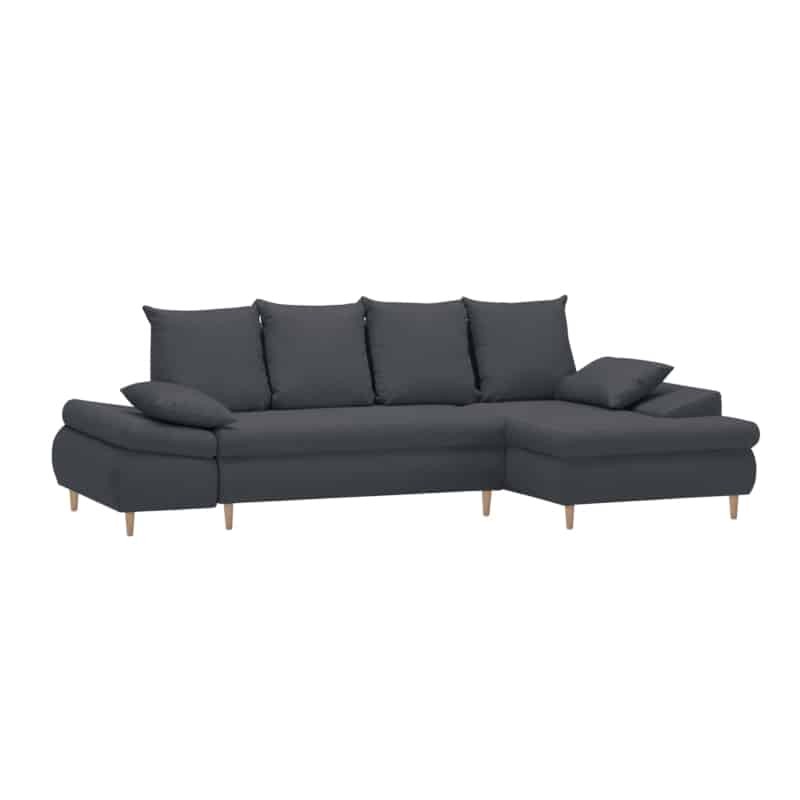 Convertible corner sofa 5 places fabric Right Angle CHAPUIS (Dark grey) - image 55807