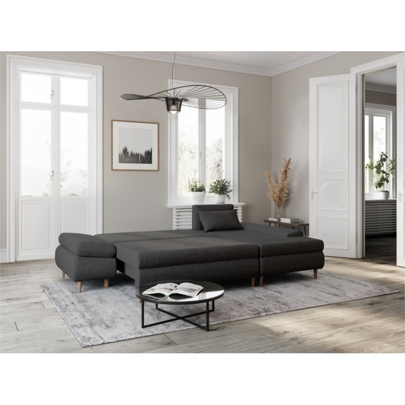 Convertible corner sofa 5 places fabric Right Angle CHAPUIS (Dark grey) - image 55817