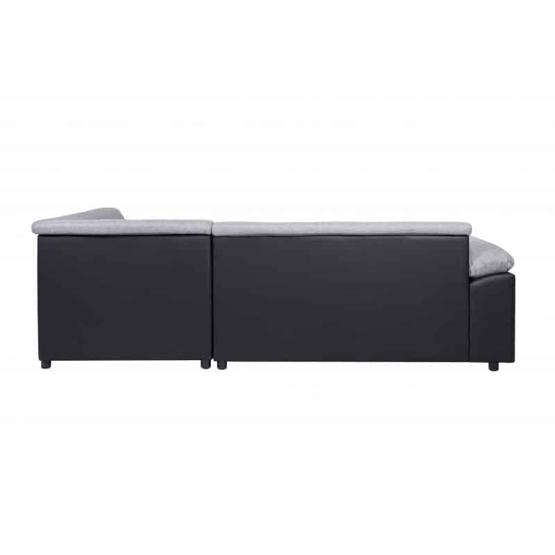 Convertible corner sofa 5 places fabric and imitation LINA (Grey, black) - image 55834
