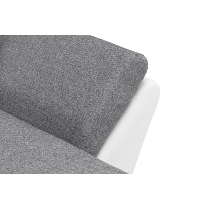 Convertible corner sofa 4 places fabric and imitation CATHIA (Grey, white) - image 55844