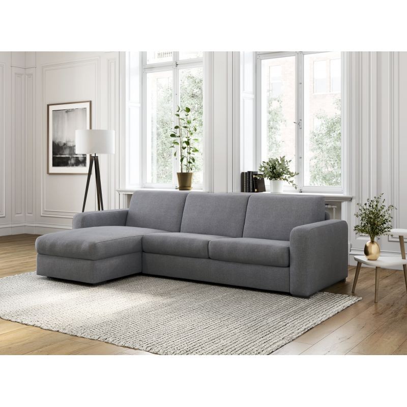 Convertible corner sofa 3 places fabric Left Angle LANDIN (Light grey) - image 55896