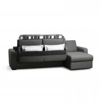Convertible corner sofa 3 places fabric Right Angle LANDIN (Dark grey)