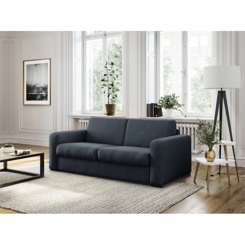 Sofa bed 3 places fabric Mattress 160 cm LANDIN (Dark blue) - image 55942
