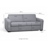  Sofa bed 3 places fabric Mattress 160 cm LANDIN (Light grey)