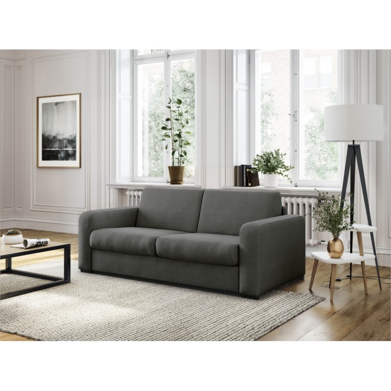  Sofa bed 3 places fabric Mattress 160 cm LANDIN (Dark grey) - image 55968