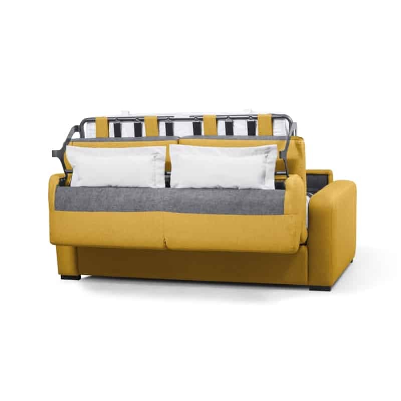  Sofa bed 3 places fabric Mattress 160 cm LANDIN (Yellow) - image 55974