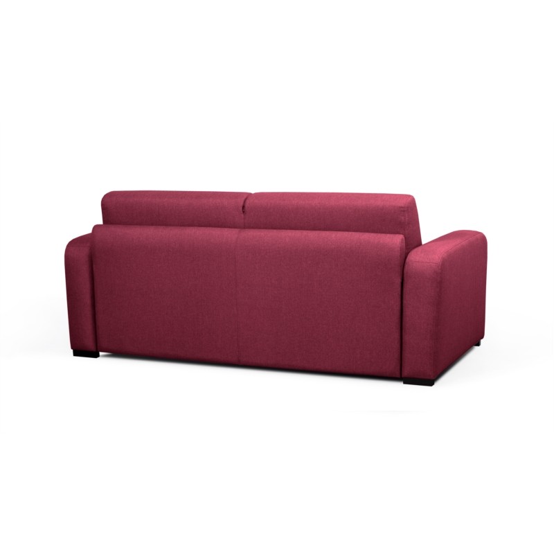 Sofa bed 3 places fabric Mattress 140 cm LANDIN (Bordeaux) - image 56016