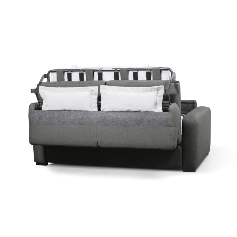 Sofa bed 3 places fabric Mattress 140 cm LANDIN (Dark grey) - image 56033