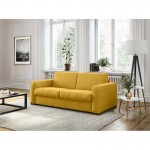 Sofa bed 3 places fabric Mattress 140 cm LANDIN (Yellow)