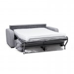 Sofá cama 3 plazas de tela de cabeza CAROLE (gris claro)