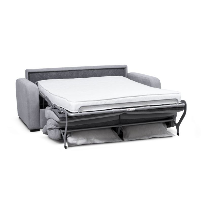 Sofá cama 3 plazas de tela de cabeza CAROLE (gris claro) - image 56055