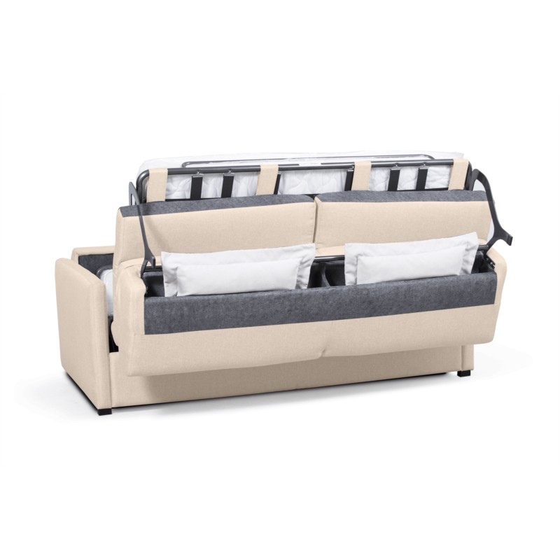 Sofa bed 3 places fabric CANDY Mattress 140cm (Beige) - image 56122