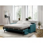 Sistema de sofá cama express para dormir 3 plazas tela CANDY Colchón 140cm (Duck blue)