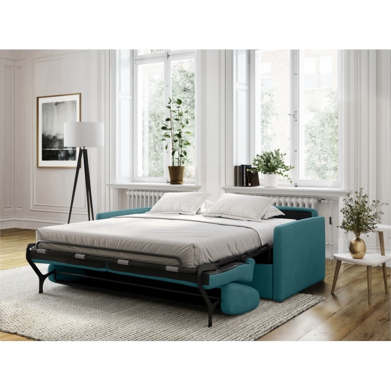 Sistema de sofá cama express para dormir 3 plazas tela CANDY Colchón 140cm (Duck blue) - image 56184