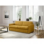 Sofa bed system express sleeping 3 places fabric CANDY Mattress 140cm (Yellow)