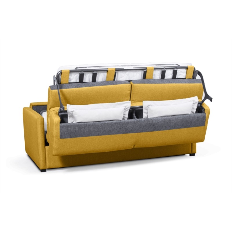 Divano letto sistema letto express dormire 3 posti tessuto CANDY Materasso 140 cm (Giallo) - image 56199