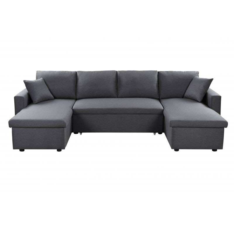 6-seater convertible corner sofa RAPHY fabric (Dark grey) - image 56207