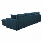 Convertible corner sofa 6 places RAPHY fabric (Petroleum blue)