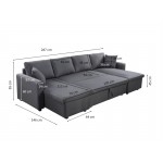 Convertible corner sofa 6 places RAPHY fabric (Light grey)