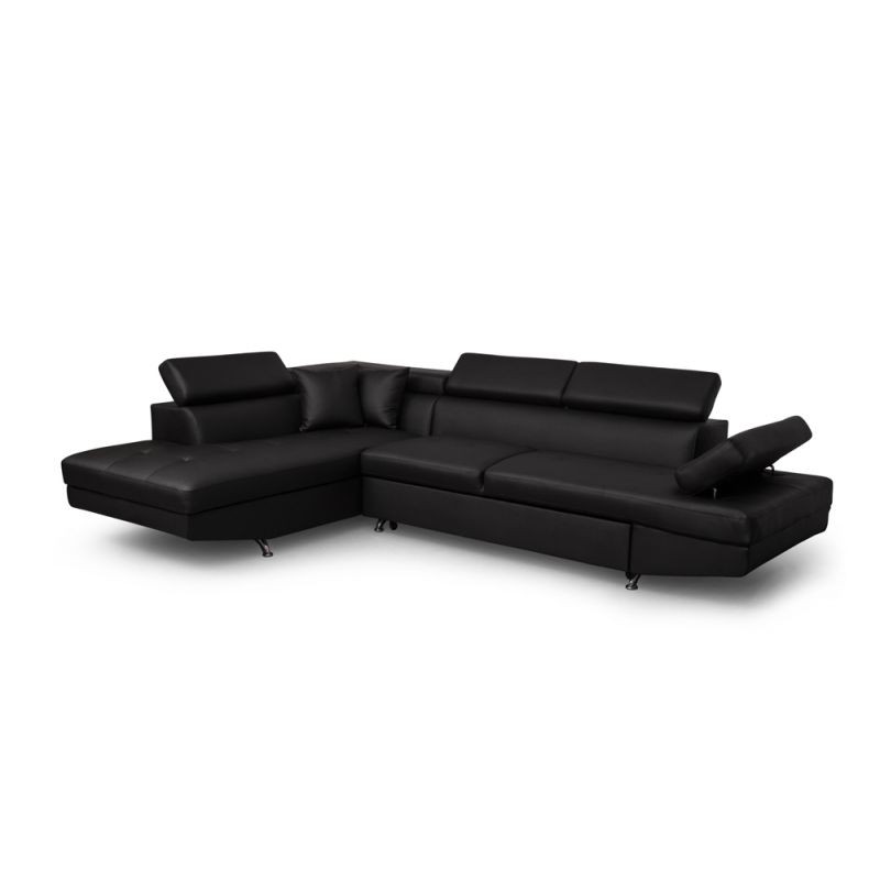 Convertible corner sofa 5 places imitation Left Corner RIO (Black) - image 56241