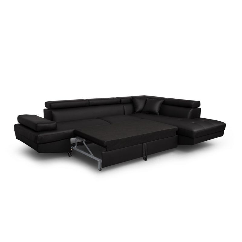 Convertible corner sofa 5 places imitation Right Angle RIO (Black) - image 56252