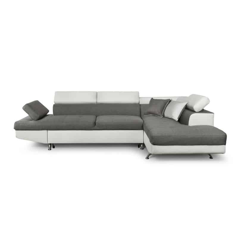 Convertible corner sofa 5 places imitation Right Angle RIO (Grey, white) - image 56257