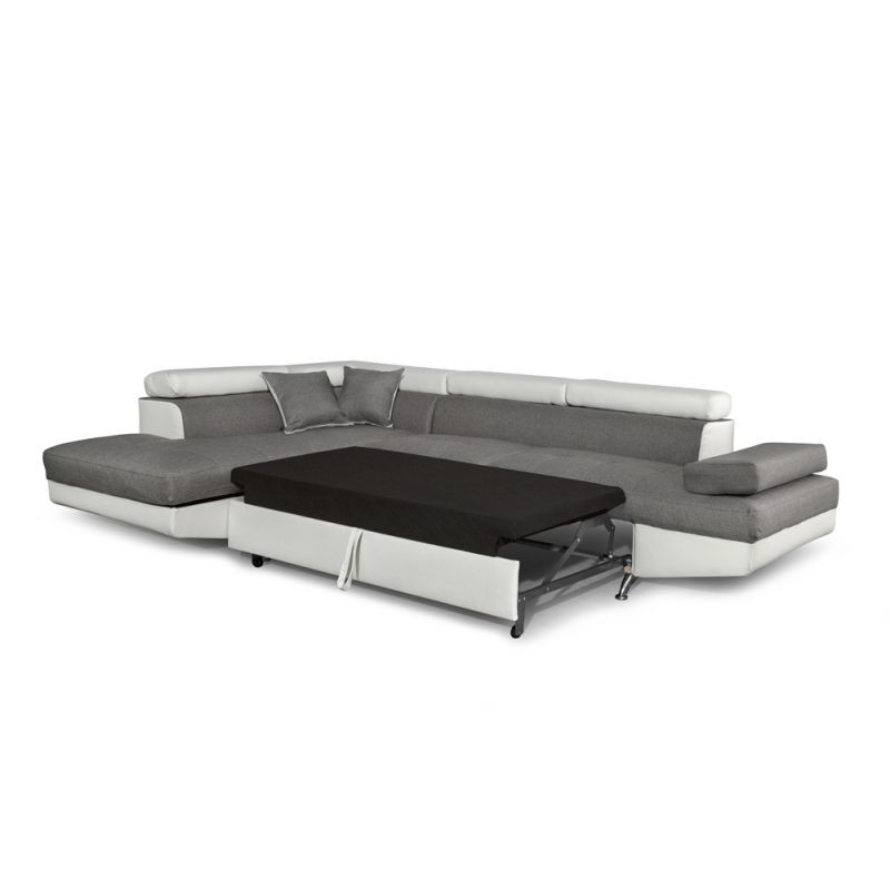 Convertible corner sofa 5 places imitation Left Angle RIO (Grey, white) - image 56266