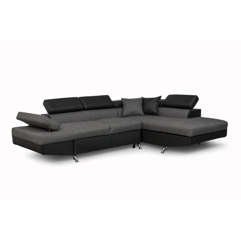 Convertible corner sofa 5 places imitation Right Angle RIO (Grey, black) - image 56278