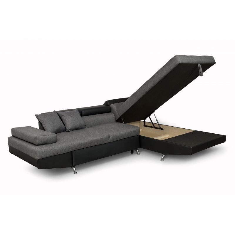 Convertible corner sofa 5 places imitation Right Angle RIO (Grey, black) - image 56284