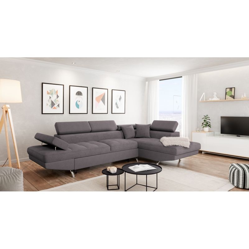 Convertible corner sofa 5 places microfiber Right Angle RIO (Grey) - image 56302