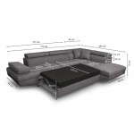 Convertible corner sofa 5 places microfiber Left Corner RIO (Grey)