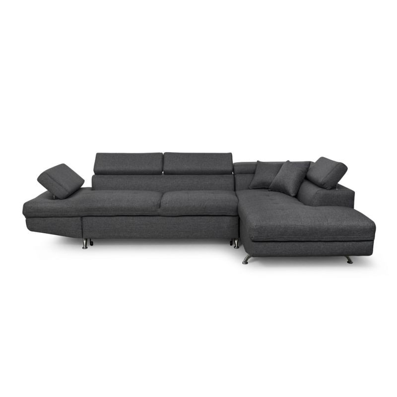 Convertible corner sofa 5 places fabric Right Angle RIO (Dark grey) - image 56317