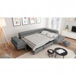 Convertible corner sofa 5 places fabric Right Angle RIO (Light grey)