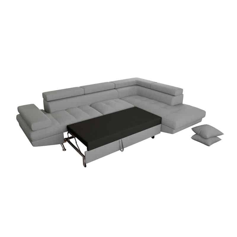 Convertible corner sofa 5 places fabric Right Angle RIO (Light grey) - image 56361